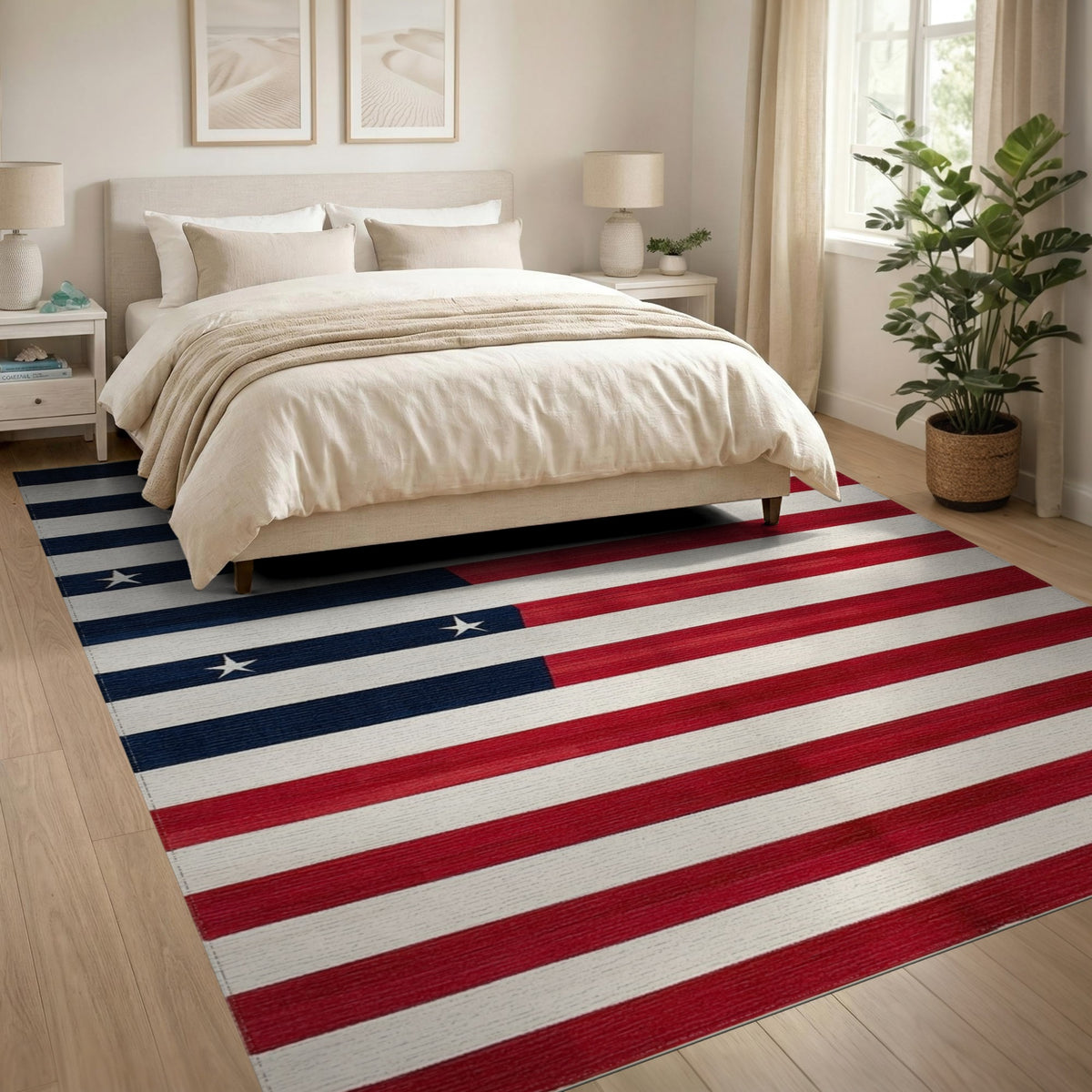 Multi-color and Patterns American Flag Washable Area Rug