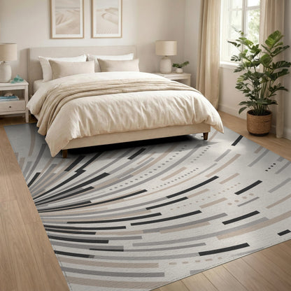 Beige Geometric Lines Beige and Neutral Area Rug