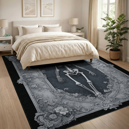 Vintage Skeleton Floral Frame Area Rug
