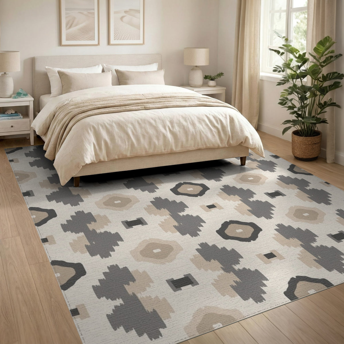 Geometric Modern Beige and Neutral Beige Geometric Neutral Area Rug