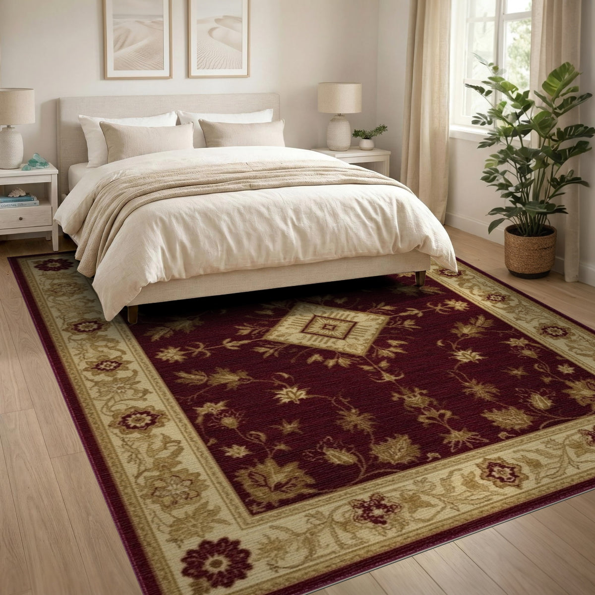Red Persian Floral Medallion No. 40 Area Rug
