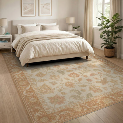 Beige Vintage Floral Vine Area Rug