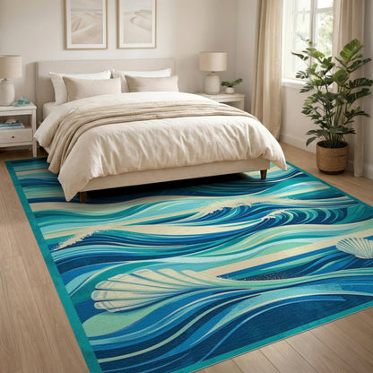 Coastal Wave Seashell Area Rug