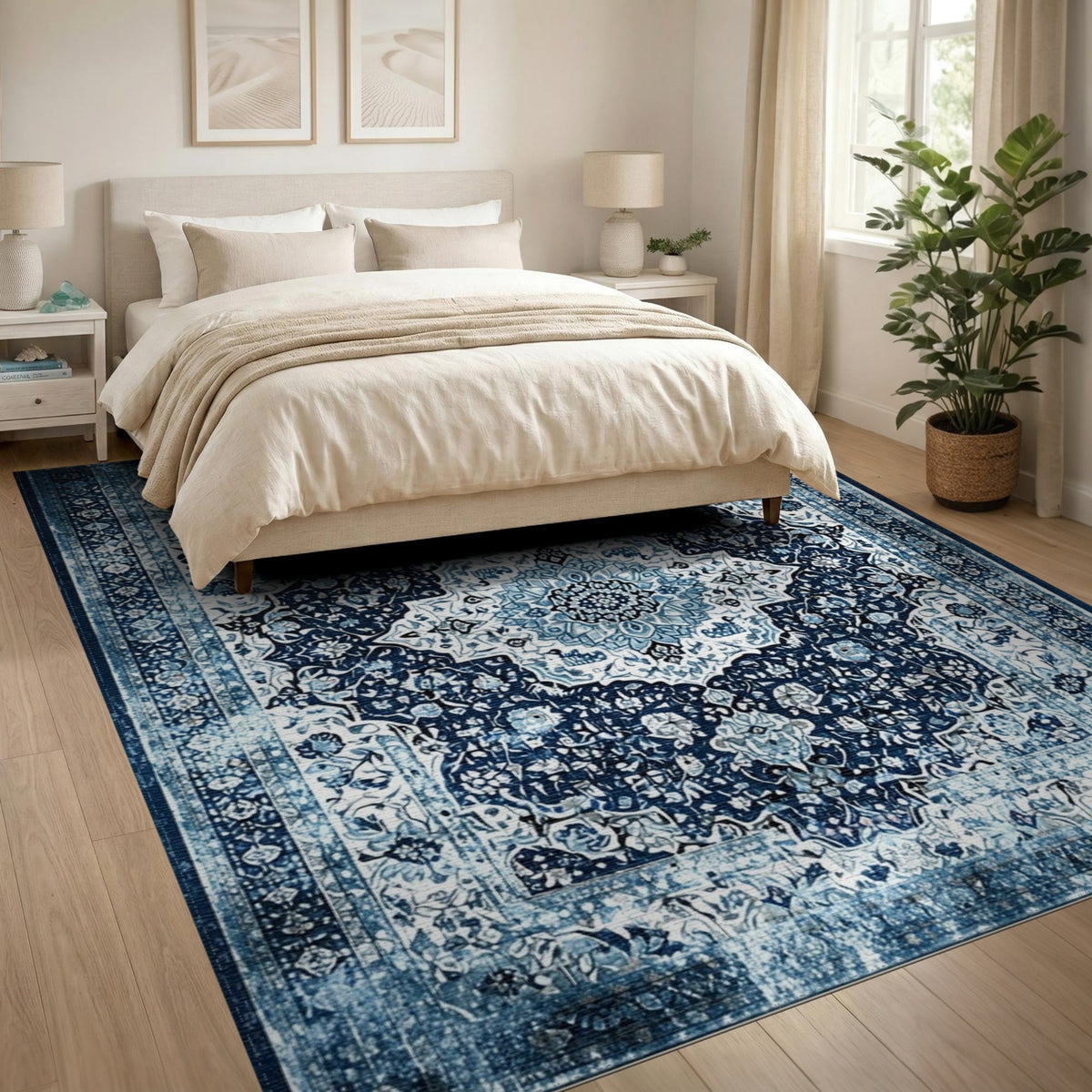 Blue Persian Medallion Area Rug