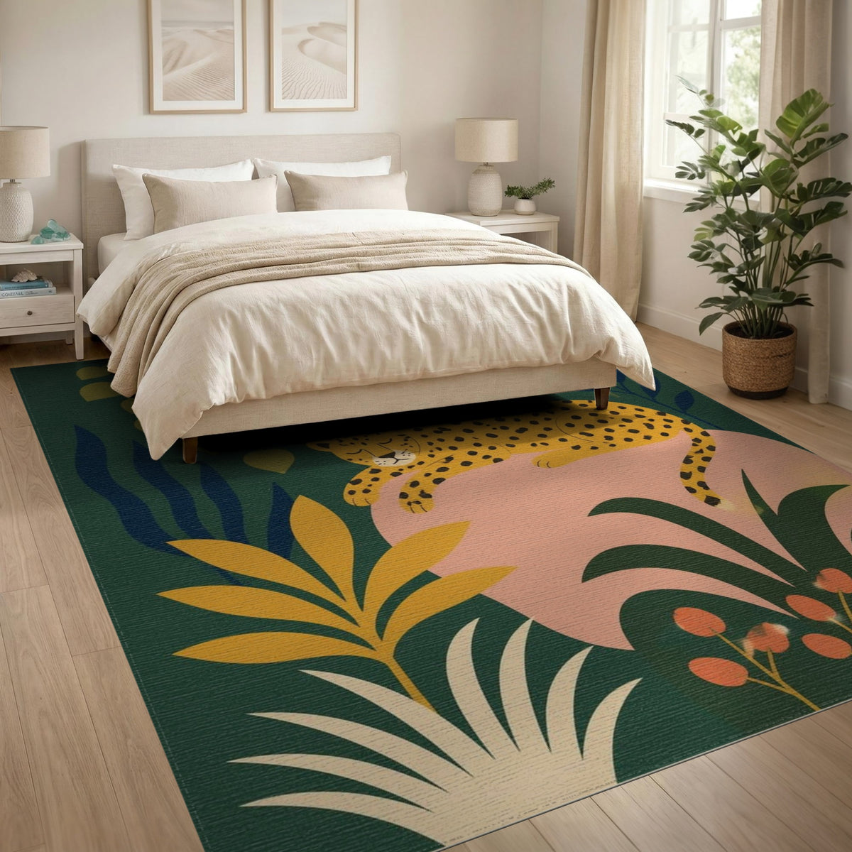 Sleeping Leopard Jungle Washable Area Rug