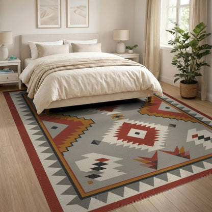 Southwestern Geometric Red Area Rug