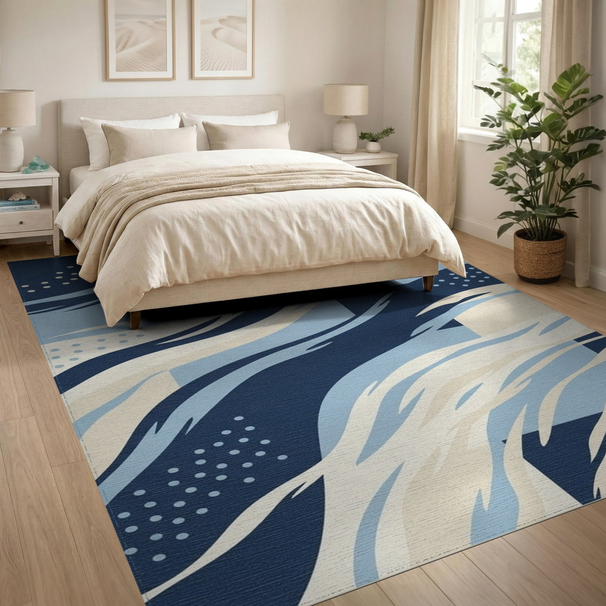 Wave Blue Abstract Wave Area Rug