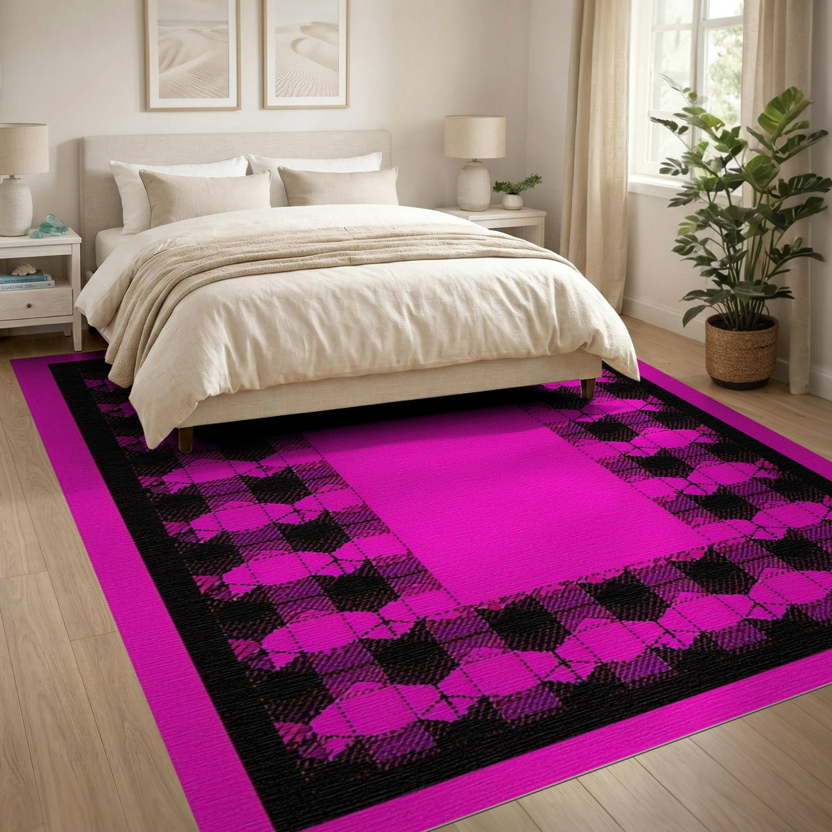 Pink Buffalo Check Geometric Area Rug
