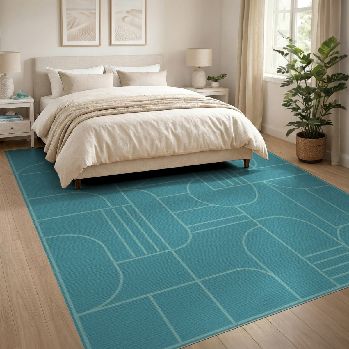 Teal Geometric Modern Blue and Teal Area Rug