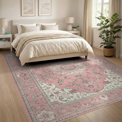 Pink Floral Medallion No. 12 Area Rug