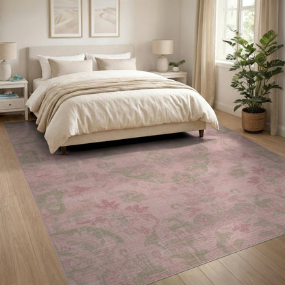 Blush Pink Floral Vintage Area Rug