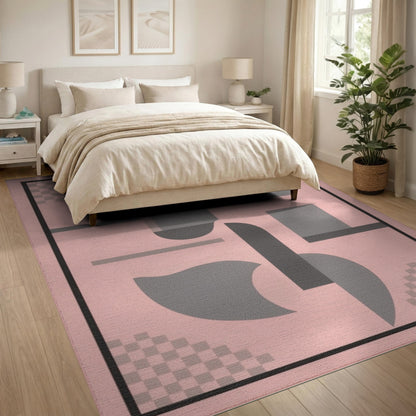 Geometric Modern Abstract Pink Geometric Abstract Area Rug