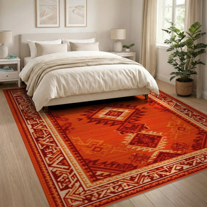 Bold Red Southwestern Area Rug