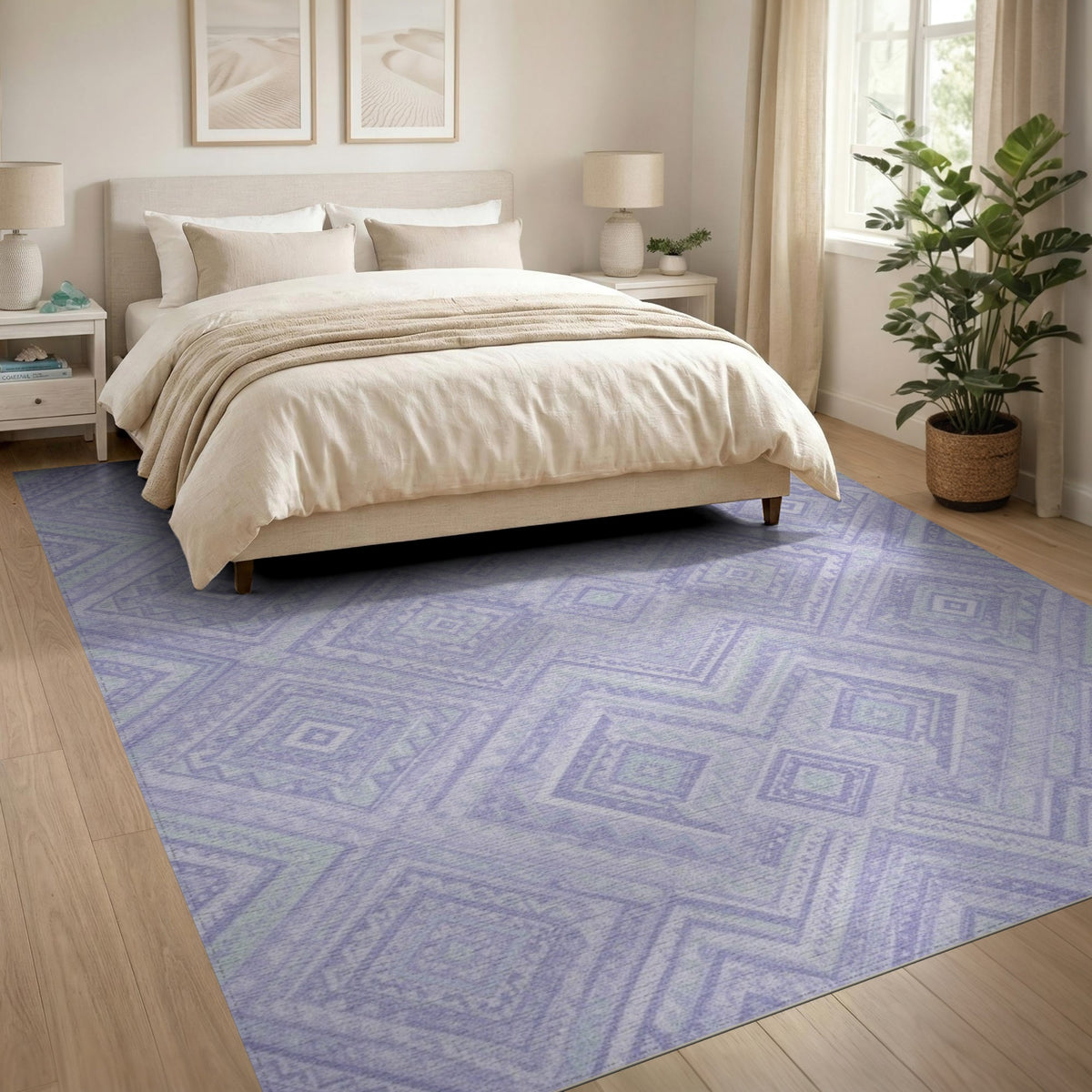 Purple Geometric Diamond Geometric Modern Area Rug