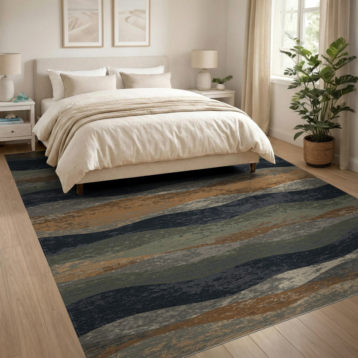 Distressed Vintage Wave Area Rug