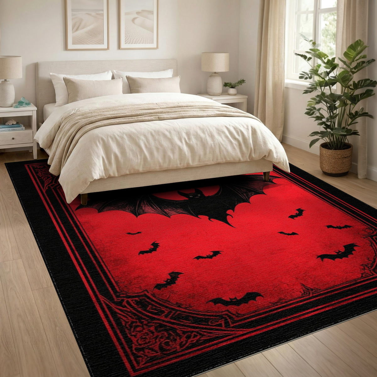 Red Bat Distressed Area Rug