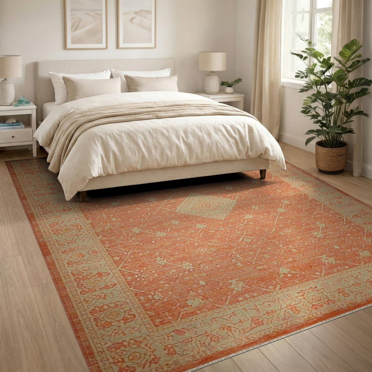 Orange Distressed Vintage Medallion No. 4 Area Rug