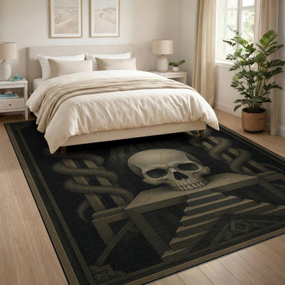 Grey Skull Serpent Area Rug
