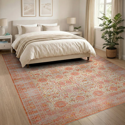 Orange Traditional Persian Medallion Rug