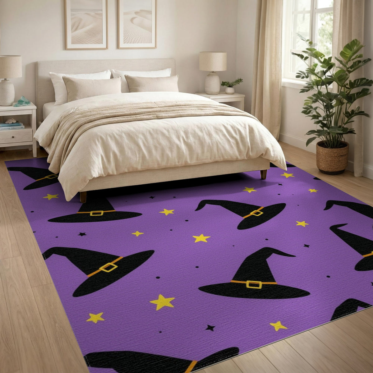 Purple Witch Hats Washable Area Rug