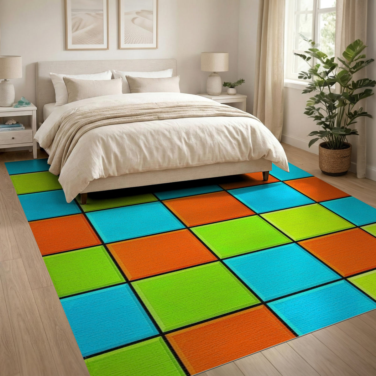 Multi-color and Patterns Vibrant Color Block Geometric Area Rug