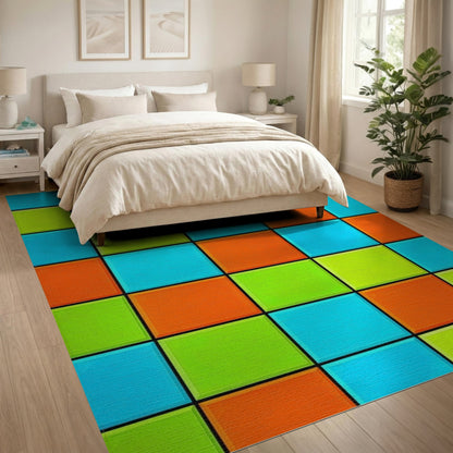 Multi-color and Patterns Vibrant Color Block Geometric Area Rug