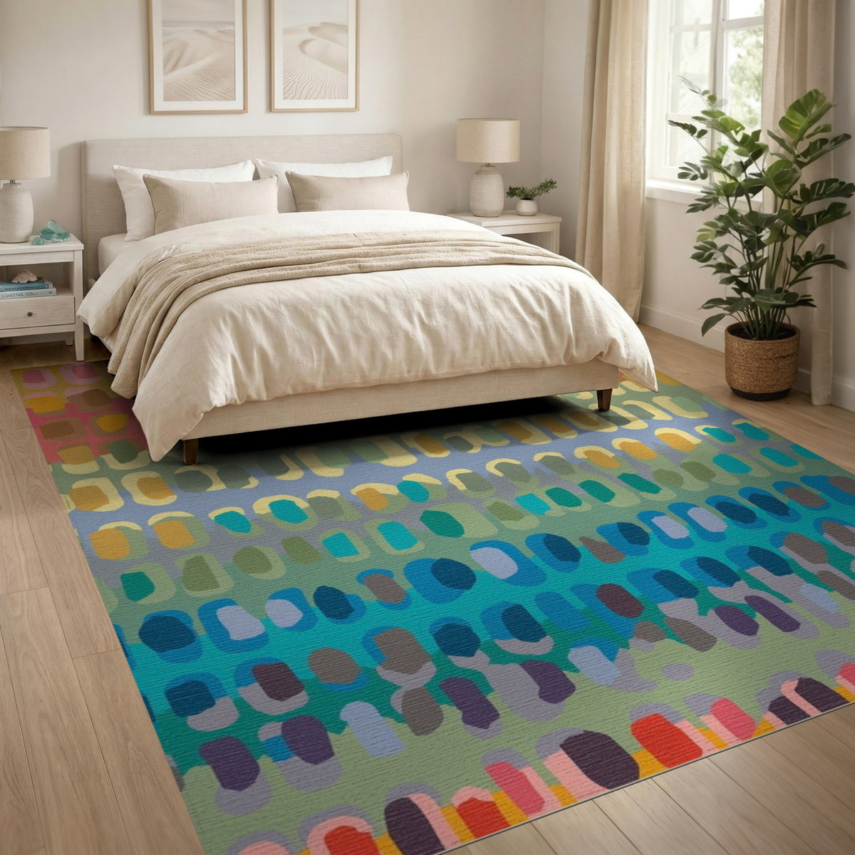 Multi-Color Abstract Oval Area Rug