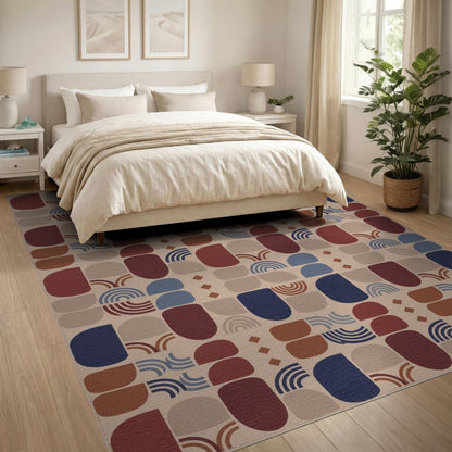 Geometric Arched Area Rug in Earth Tones