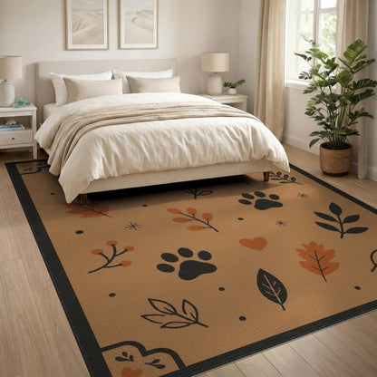 Rustic Paw Print Leaf Area Rug