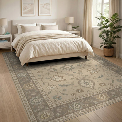Vintage Beige Floral Area Rug