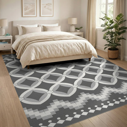 Grey Geometric Lattice Area Rug