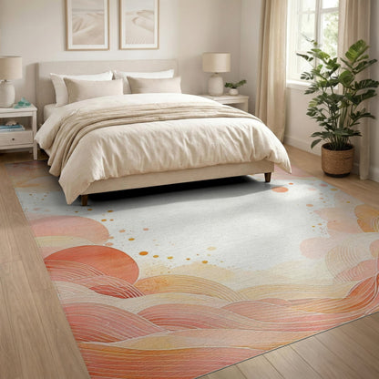 Orange Abstract Area Abstract Orange Wave Area Rug