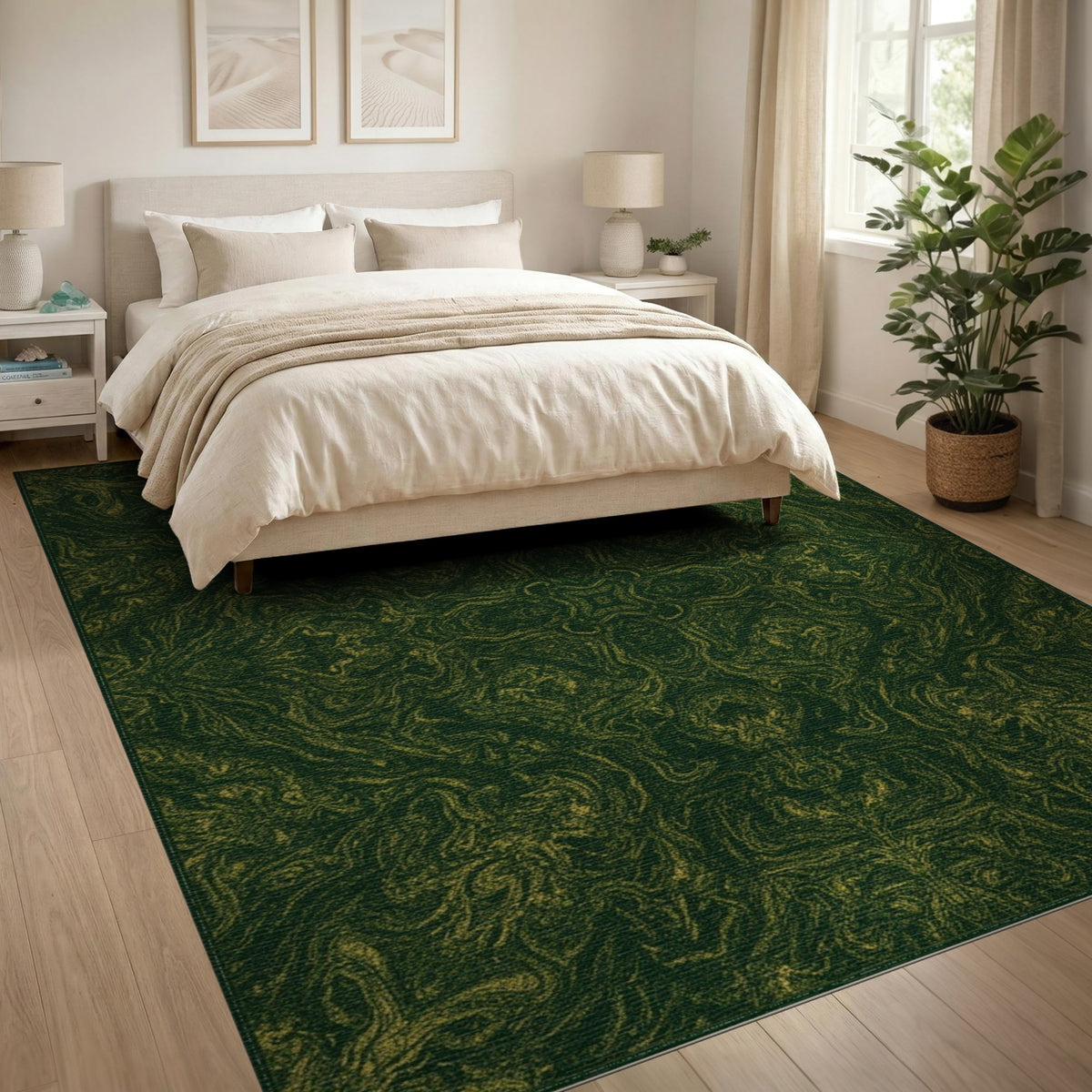 Green Gold Swirl Area Rug