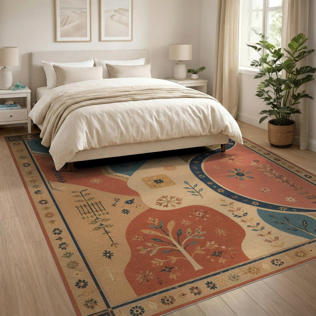 Vintage Floral Abstract Area Rug