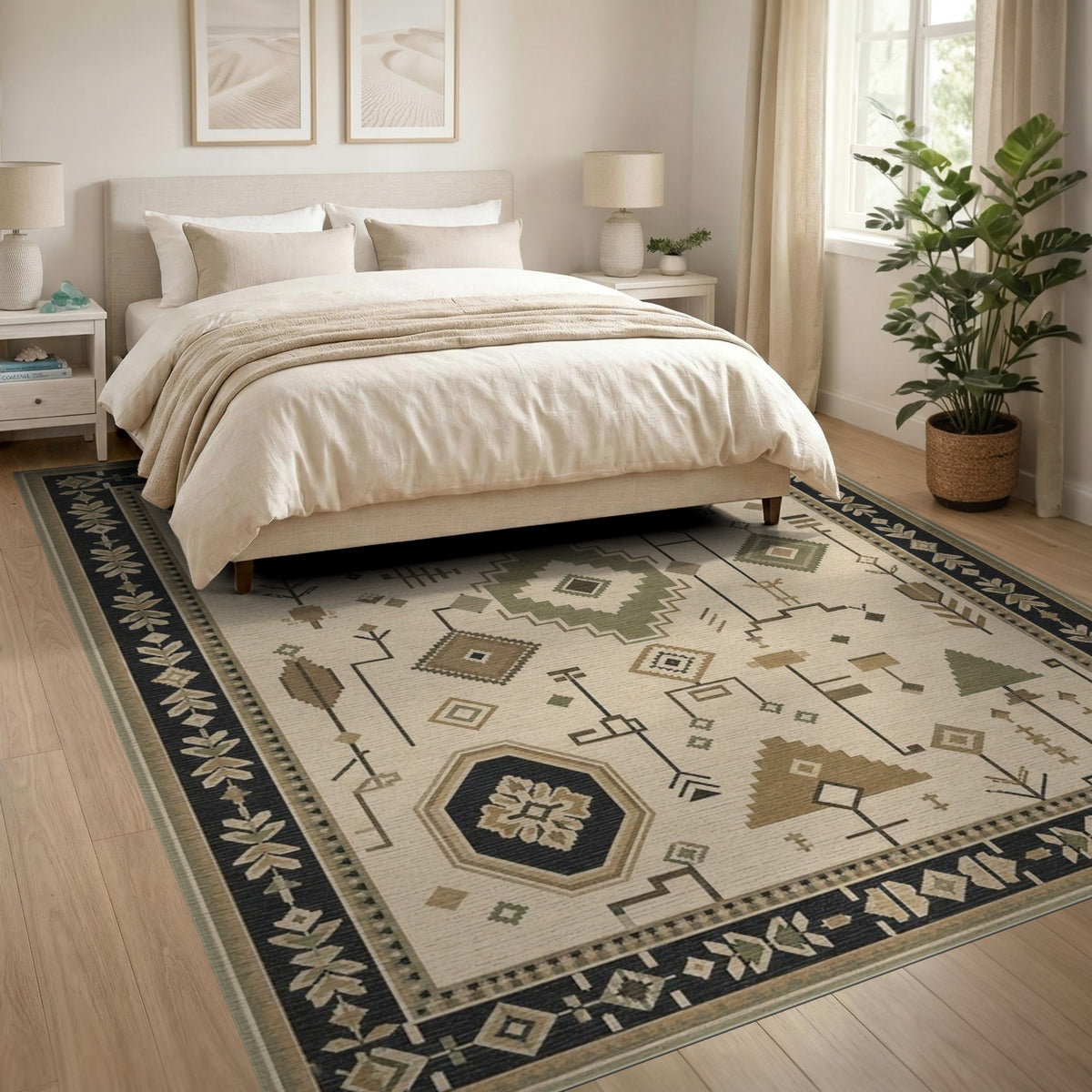 Heritage Tribal Beige Geometric Beige and Neutral Area Rug