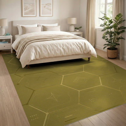 Green Hexagon Geometric Area Rug