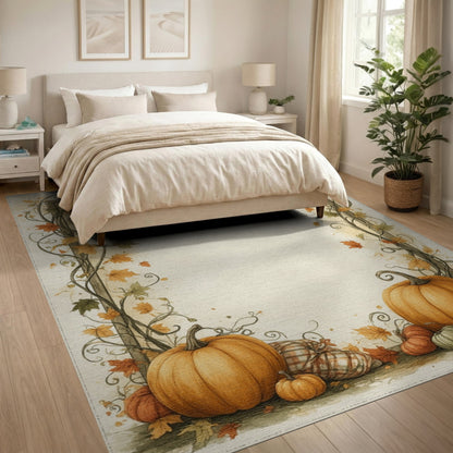 Orange Autumn Pumpkin Harvest Orange Area Rug