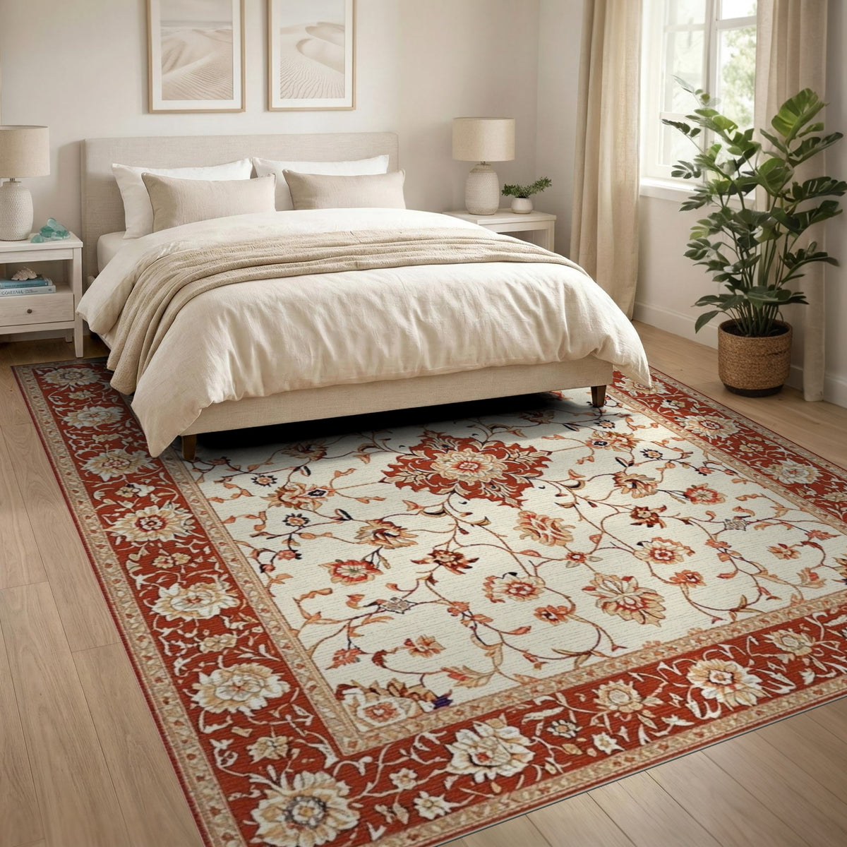 Floral Red Floral Traditional Persian Area Rug