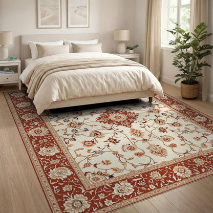 Floral Red Floral Traditional Persian Area Rug