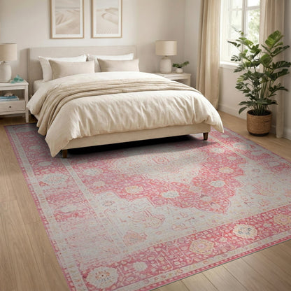 Pink Distressed Vintage Medallion No. 2 Area Rug