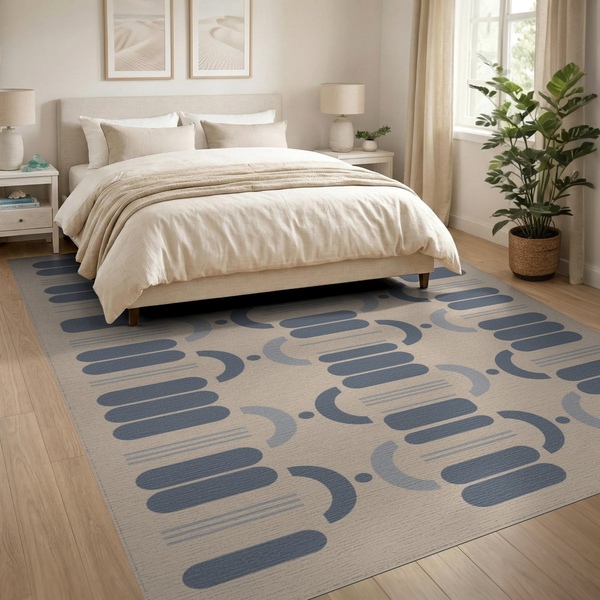 Blue Geometric Area Rug