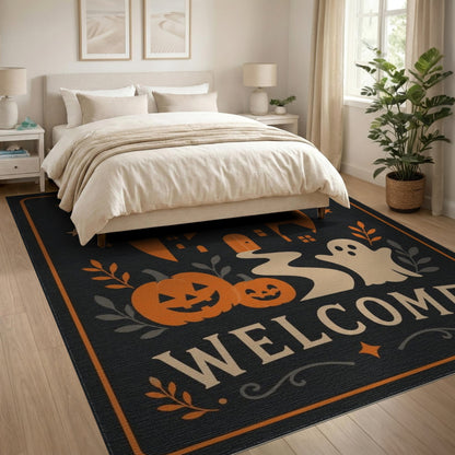 Halloween Welcome Ghost Pumpkin Area Rug