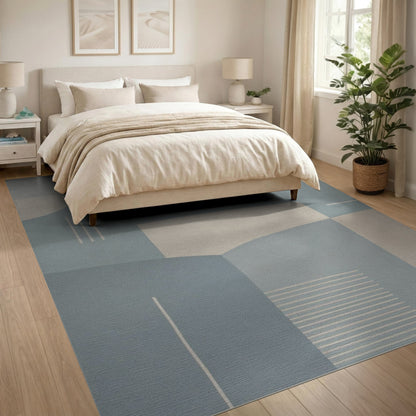 Modern Geometric Blue Area Rug