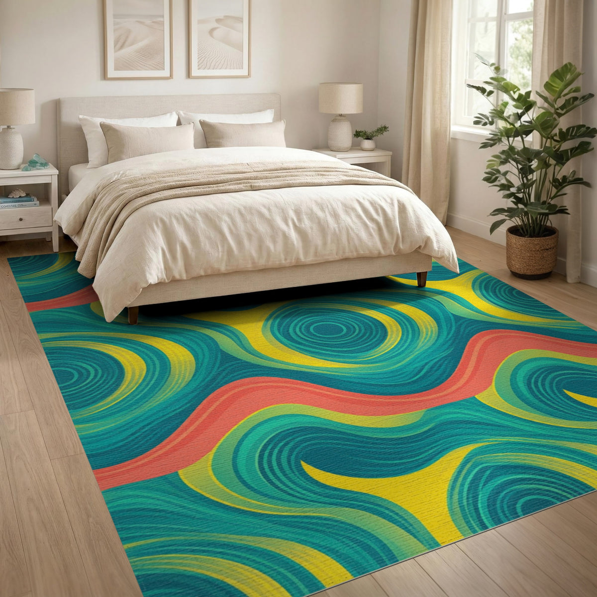Blue Teal Swirl Abstract No. 4 Area Rug