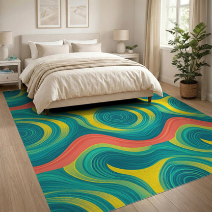 Blue Teal Swirl Abstract No. 4 Area Rug