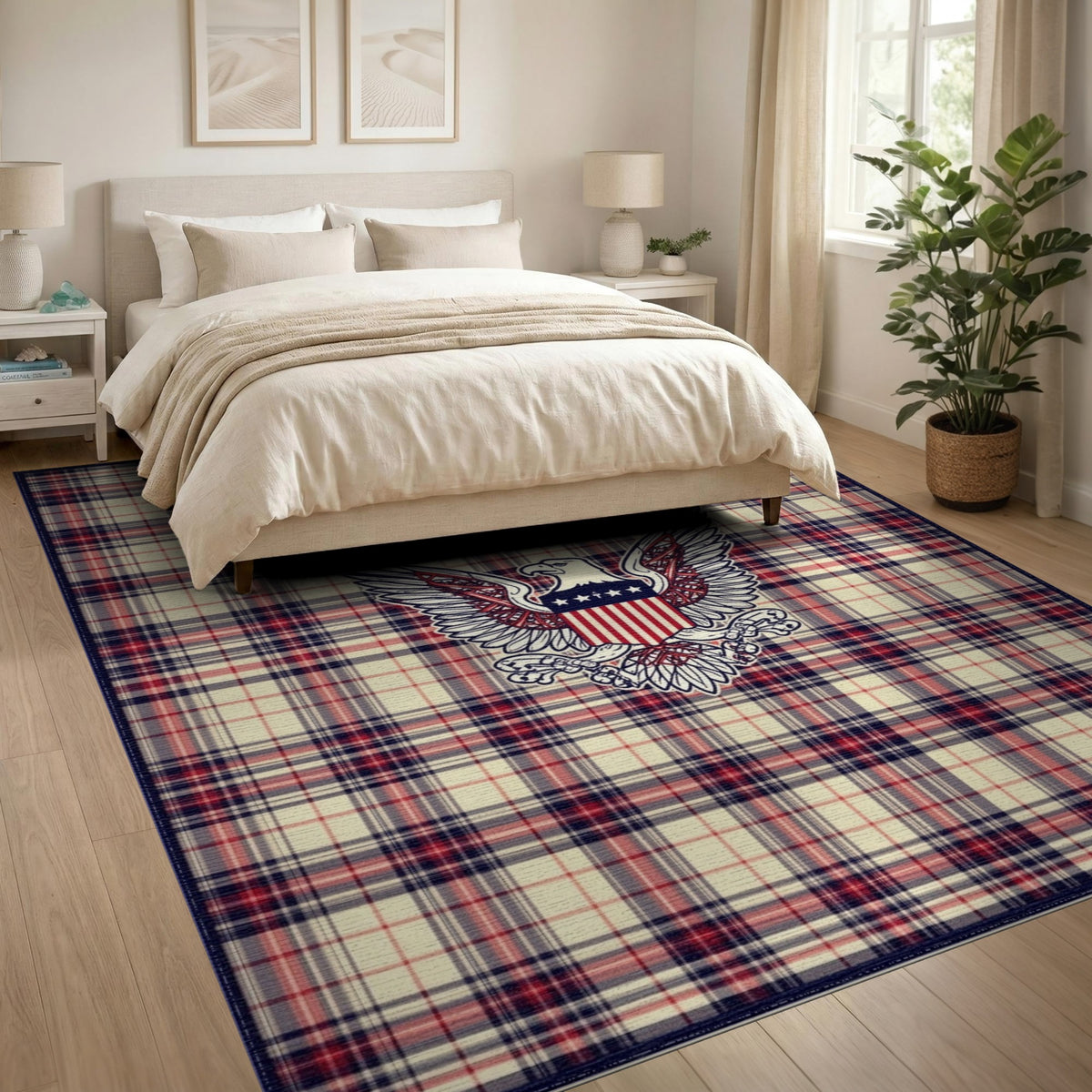 Patriotic Eagle Plaid Area Rug