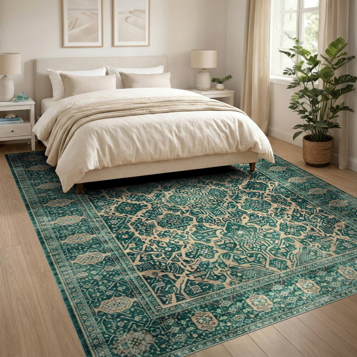 Blue and Teal Traditional Persian Medallion Rug