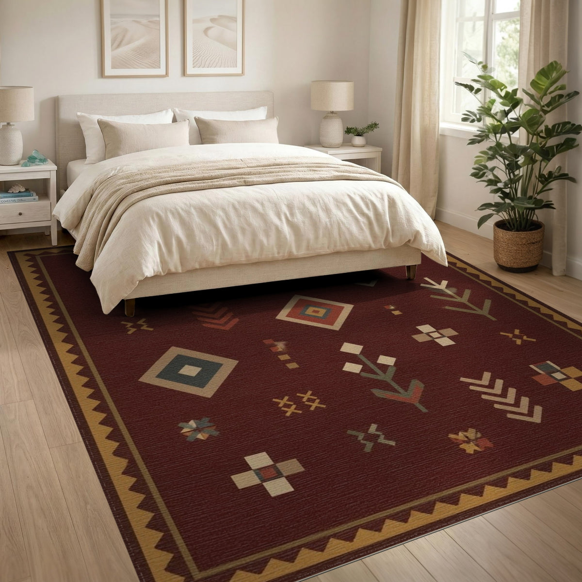 Geometric Southwestern Red Geometric Area Rug