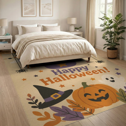 Happy Halloween Black Cat Kids Area Rug