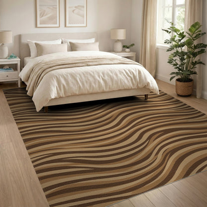 Brown Wavy Stripe Area Rug